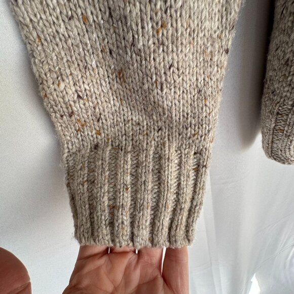 Rocha John Rocha Oatmeal Brown Wool Blend Cable Knit Fisherman Cardigan Medium - Picture 3 of 14